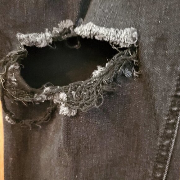 Maurices Distressed Button Fly Skinny Black Denim - Picture 8 of 11